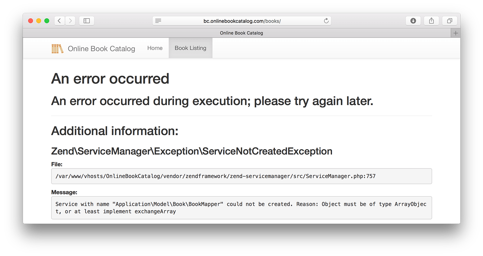 Service not created exception